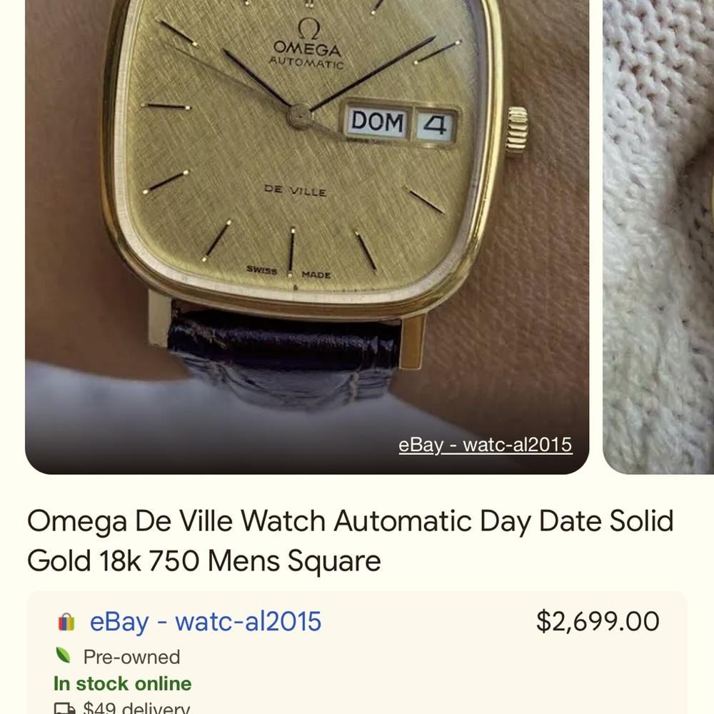 Vintage leather back band Gold faced Original Omega!